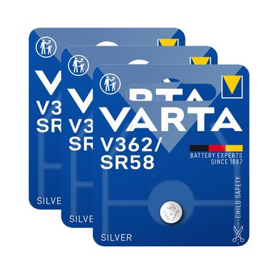 3x Varta Knopfzelle Silver Oxide V362 SR58 1,55V Batterie 1er Blister V 362 SR 58