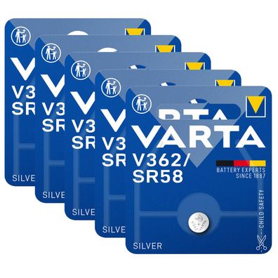 5x Varta Knopfzelle Silver Oxide V362 SR58 1,55V Batterie 1er Blister V 362 SR 58