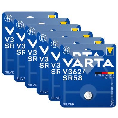 6x Varta Knopfzelle Silver Oxide V362 SR58 1,55V Batterie 1er Blister V 362 SR 58