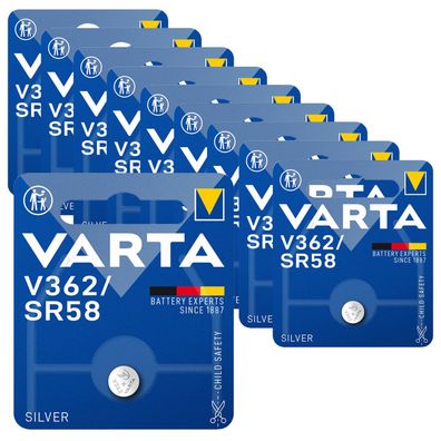 10x Varta Knopfzelle Silver Oxide V362 SR58 1,55V Batterie 1er Blister V 362 SR 58