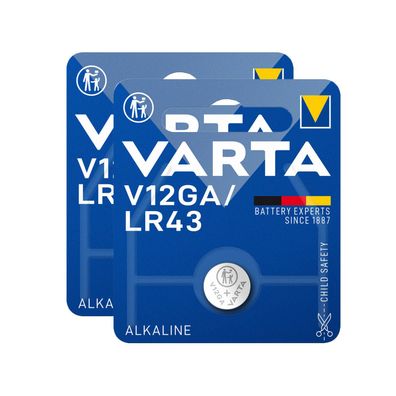 2x Varta Knopfzelle Alkaline V12GA LR43 1,5V Batterie Professional Blister