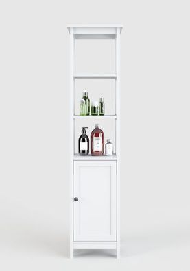 Country - Badregal, Hochregal, 3 offenen Fächern,1 Tür, weiss lackiert, Landhausstil