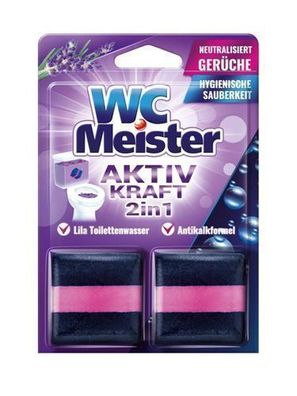 WC Meister Aktivkraft 2-in-1 Lila 2x50g - Hochleistungs-Reinigungsmittel