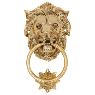 Historischer Türklopfer Löwe Türbeschlag Tür Messing im Antik-Stil 22cm
