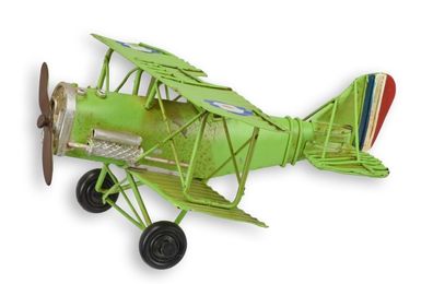 Blechmodell Doppeldecker Flugzeug Oldtimer Replikat Retro Design Dekoration