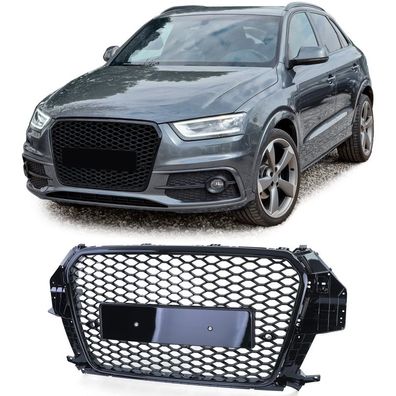 Sport Wabengrill Frontgrill Schwarz Glanz für Audi Q3 8U Vorfacelift 2011-2015