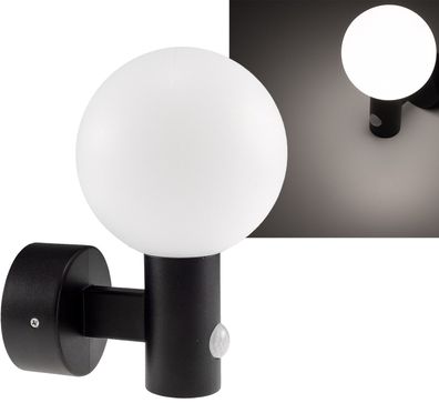 LED Wandleuchte "LAMU" mit PIR-Sensor IP65, 15W, schwarz, 4000k / neutralweiß