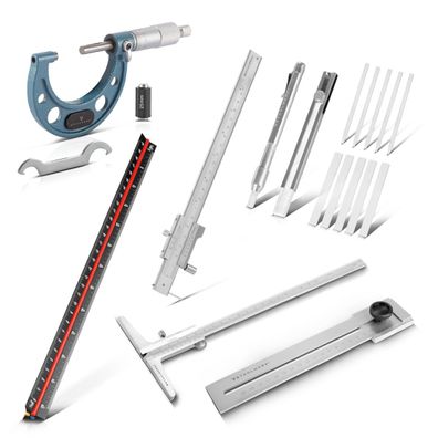 Stahlwerk Messwerkzeugset Messschieber Mikrometer Lineal Tiefenmesser Kreide