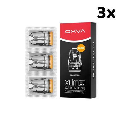 OXVA Xlim CL Cartridge / Leer-Pod, 0,8 Ohm, 3 Packungen je 3 Stück à 3ml Tank
