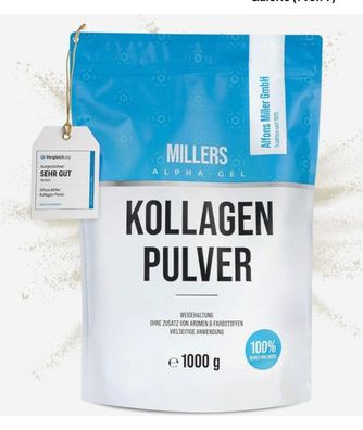 Millers Kollagen Pulver 1kg-Reines Collagen Peptid-Geschmacksneutral, hne Zusätz