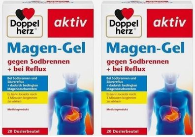 Doppelherz Magen-Gel-Medizinprodukt bei Sodbrennen, äurereflux-2 Pack X 20Beutel