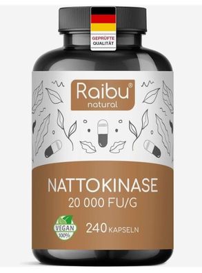 Nattokinase 100?mg Hochdosiert-240 Kapseln-8 Monate-Vegan & Ohne Zusätze
