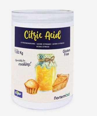 Nortembio Zitronensäure Pulver 1,02?kg - 100?% Rein-Lebensmittelqualität+E-Book