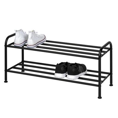 eluno Schuhregal für ca. 8 Paar Schuhe, 2 Ablagen, schwarz ca. 79,5 x 36 x 31 cm