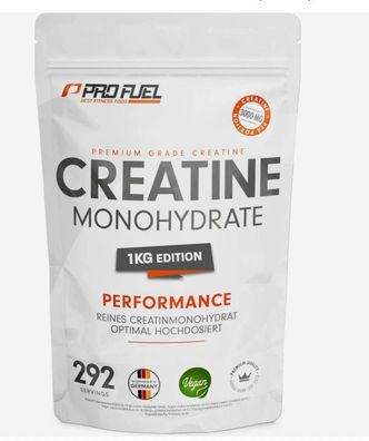 Creatine Pulver 1kg - Reines Kreatin Monohydrat, Mikronisiert, Ohne Zusätze, Vegan