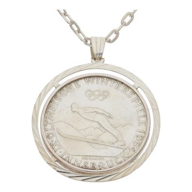 Kette mit Münze Silber 835 Olympische Winterspiele 1964 Second Hand 25321485 getragen