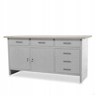 Werkbank mit Arbeitsplatte Werktisch Belastbar bis 500 kg 170x60x85 cm Grau