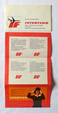 DDR Interflug Brief für Fluggast Bewertung Flug Service