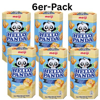 6er-Pack Meiji Hello Panda Kekse Milchfüllung 50g
