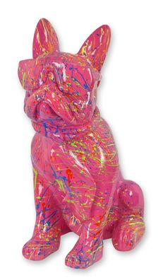 Figur Bulldogge mit Sonnenbrille und Krawatte rosa Spritzer Replikat Retro Design Dek