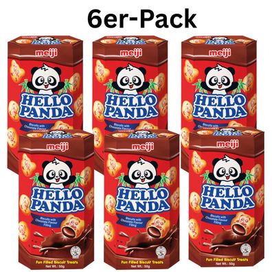 6er-Pack Meiji Hello Panda Kekse Schokoladenfüllung 50g