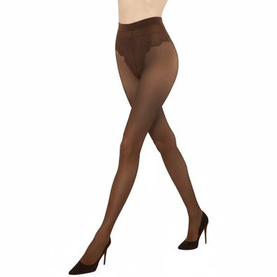 Gatta Monika Classic Strumpfhose - 20 DEN, moka, mit elegantem Zierh