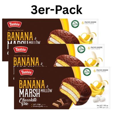 3er-Pack Tastée Chocolate Pie Banane & Marshmallow 150g