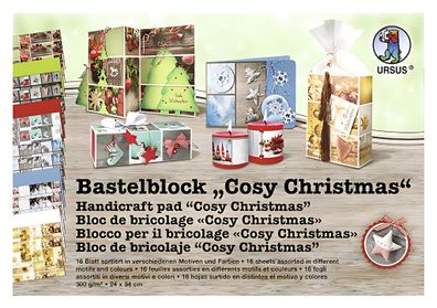 Ursus Bastelblock COSY Christm.300g.24x34cm,16bl.s