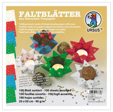 Ursus Sternchen-faltbl.20x20cm,100bl. Sortiert