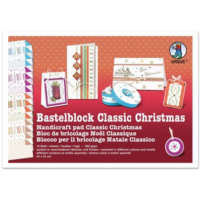 Ursus Bastelblock "CL. Christmas"300g.24x34cm,16bl