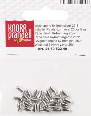 KNORR Prandell Wachsperlen Tropfen 6 x 4 mm Kunststoff silberfarben