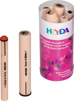HEYDA 204888442 Stempel-Set Mix & Match Rosen & Blätter Holz