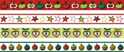 HEYDA Deko Tapes Weihnachten Äpfel jede Rolle 5 m x 15 mm Papier-Tapes