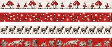 HEYDA Deko Tapes Weihnachten Pilze jede Rolle 5 m x 15 mm Papier-Tapes