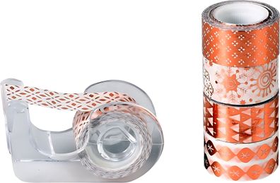 Deko Tapes Mini Weihnachten jede Rolle 3 m x 12 mm roségold glänzend