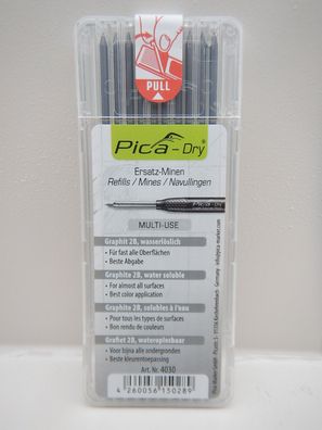 Pica Dry 10 Ersatzminen Multi Use Graphit 2B Minen Tieflochmarker Baumarker Bau