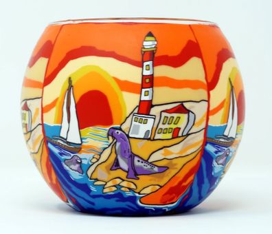 Windlicht Leuchtglas Leuchtturm Segekschiff