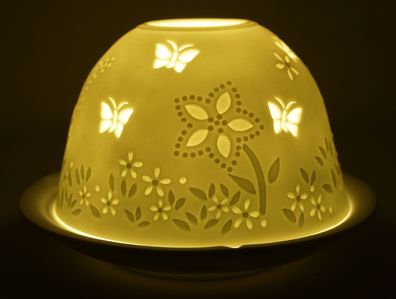 Windlicht Dom Light Frühling Porzellan Teelicht Schetterling Bumen Wiese