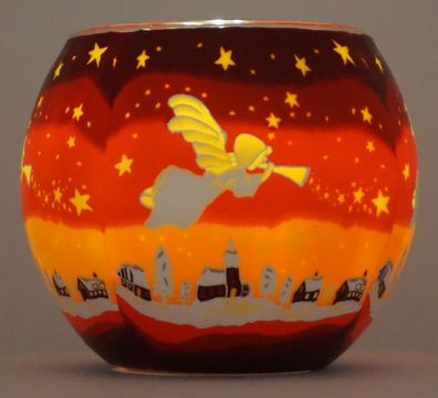 Leuchtglas Engel Teelicht Windlicht Angel Putte Weihnachten