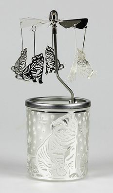 Kerzenfarm Teelichthalter Glaskarussell Kätzchen