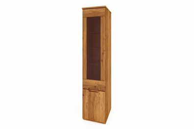 Vitrine Bento aus Wildeiche massiv 38x45x176 cm mit 2 Türen und Glas