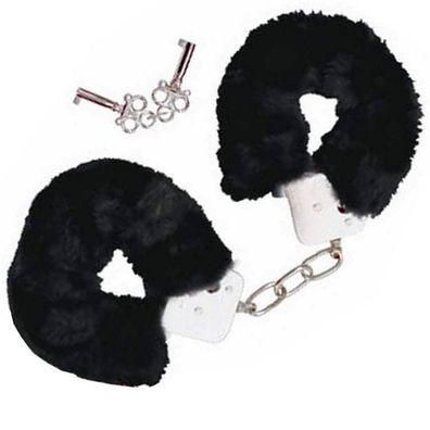 Handschellen aus Metall mit weichem schwarzem Stoff