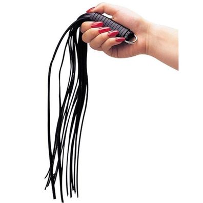 Schwarze Peitsche Striemen aus Leder 45cm lang