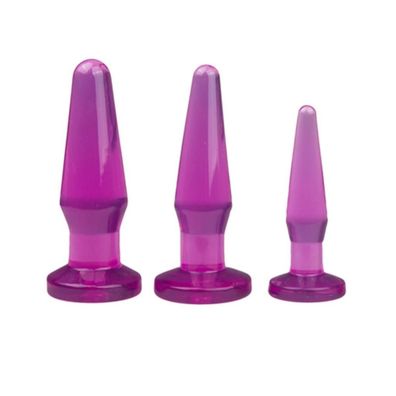 Schmale Analplugs Buttplugs Analstöpsel 3er Set Flexibel mit Standfuß Lila
