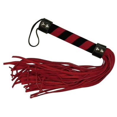 Kleine Peitsche Striemen aus Leder 38cm Rot/Schwarz