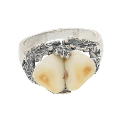 Herrenring Trachtenring 835/000 Silber mit Grandel getragen 25321883