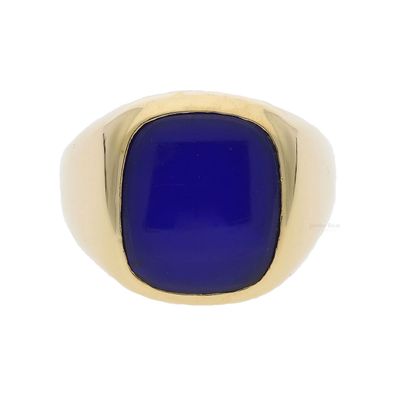 Herrenring 750/000 (18 Karat) Gelbgold mit Lapis, getragen 25322031