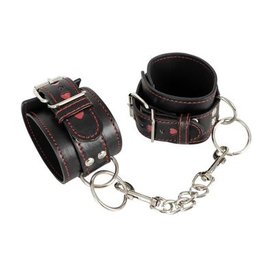 Handfesseln verstellbar von 17-27 cm Schwarz Lederlook