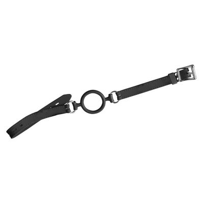 Mundknebel schwarz Knebel Ringform an verstellbarem Riemen Silikon Ø 5 cm