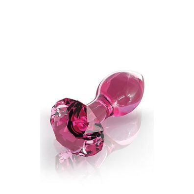 Glas Dildo Analstöpsel Butt Plug Glasplug Diamantenform Icicles No. 79 Pink